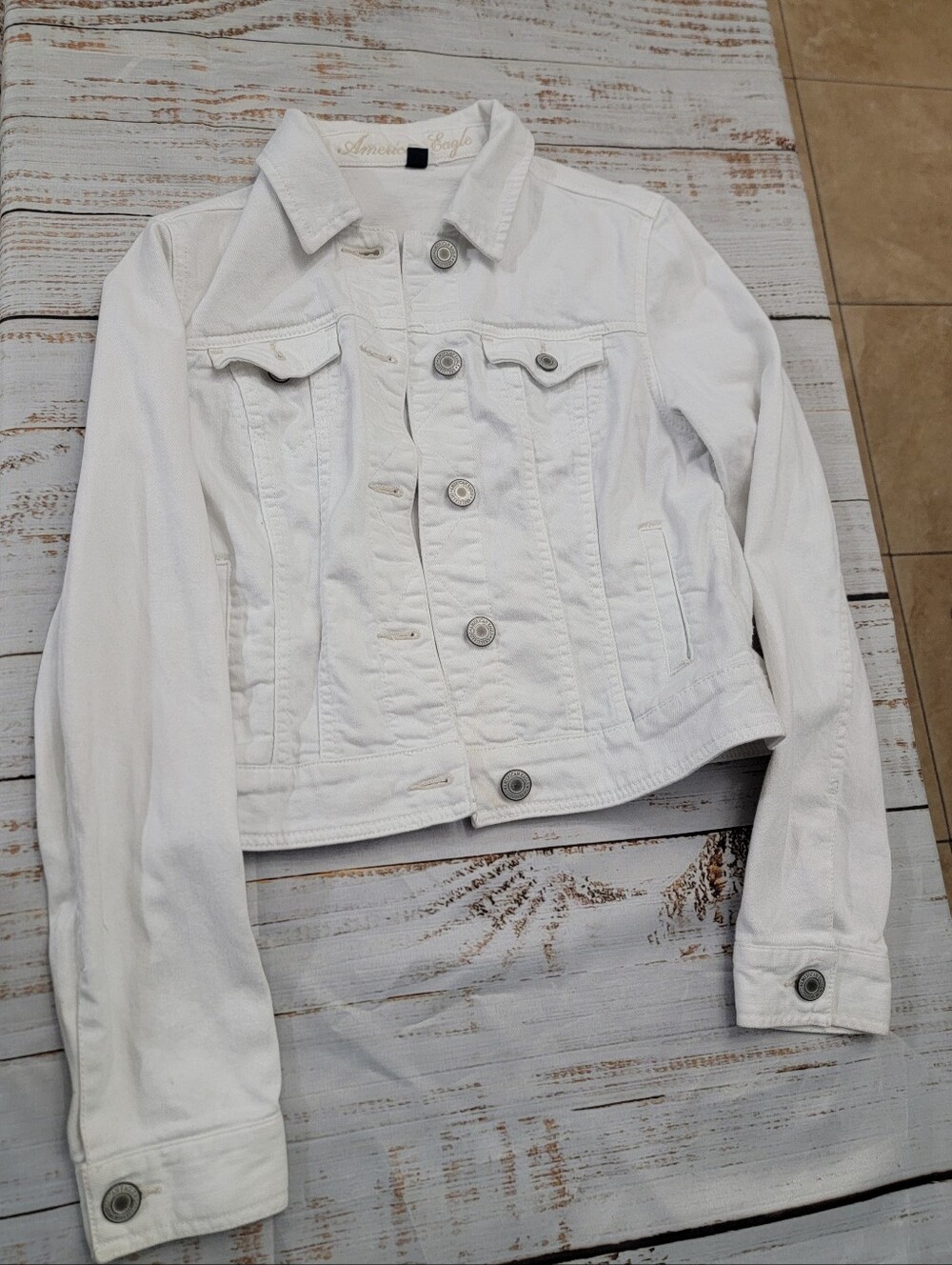 American Eagle Outfitters White Denim Jacket